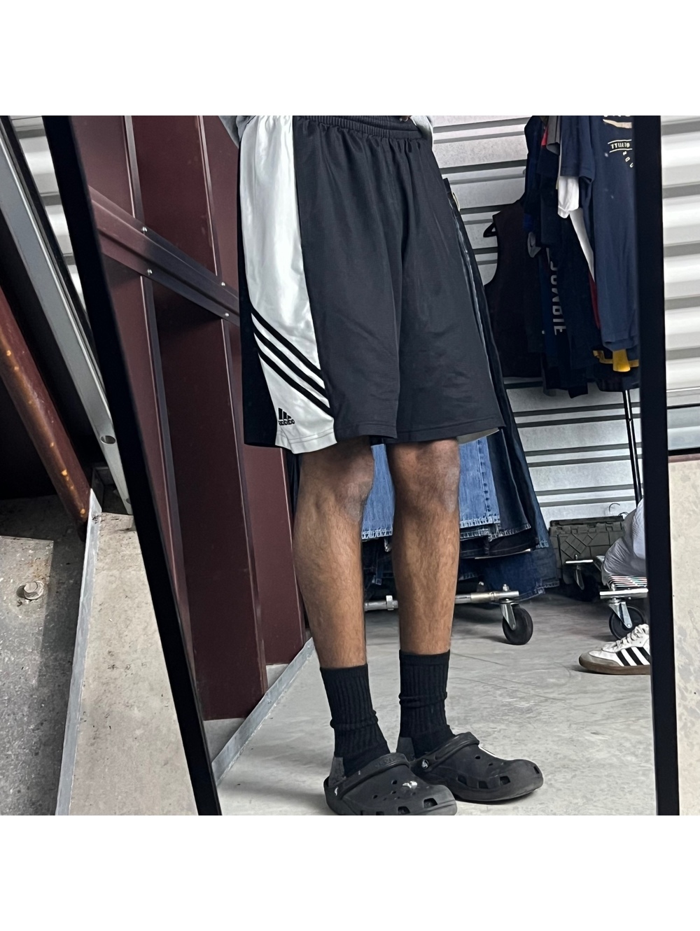 Y2K Adidas Baggy Gym Shorts Sz. L Striped Basketball Shiny Dazzle Sportswear - Picture 3 of 8